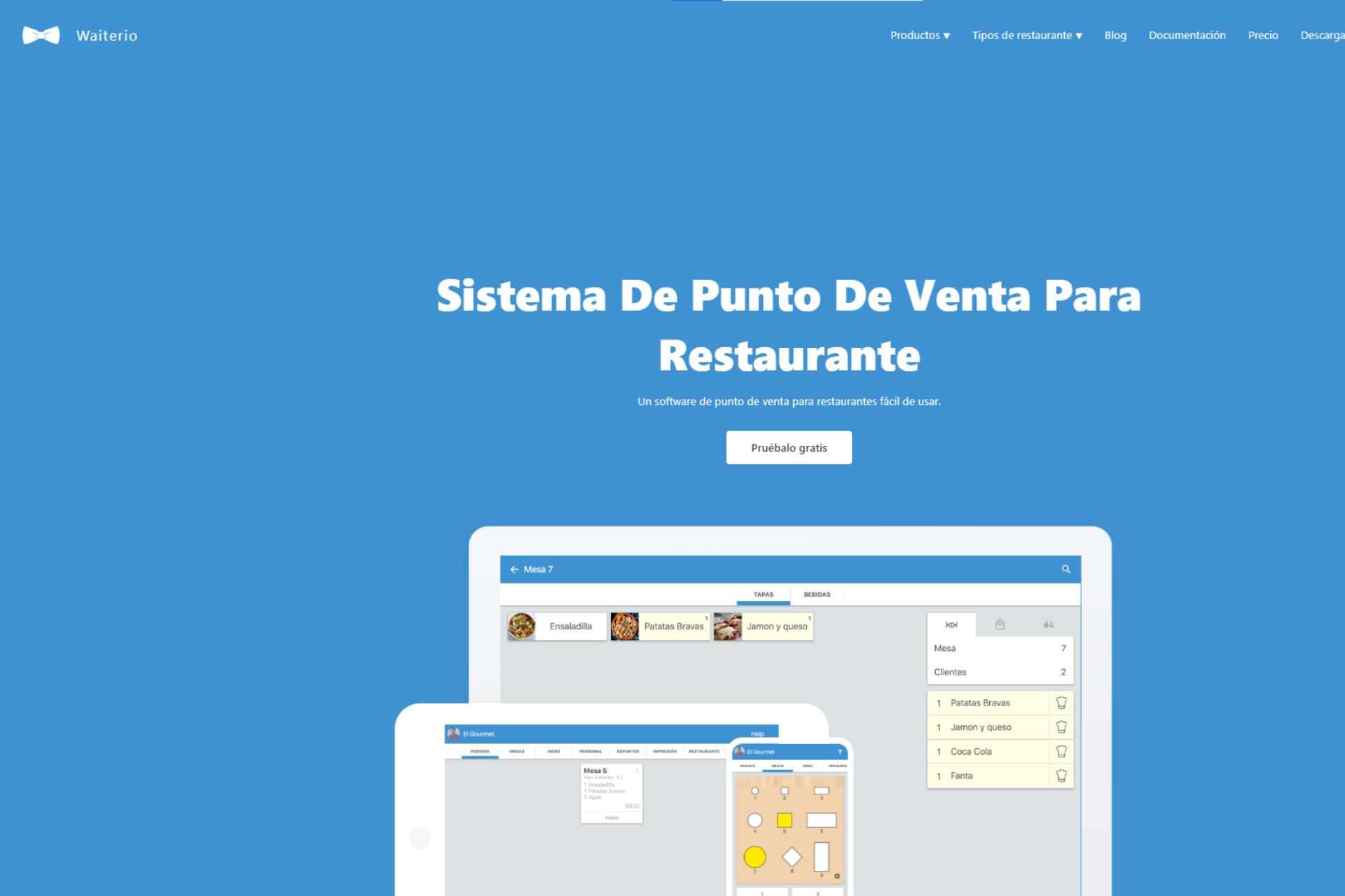 Landing page de Waiterio, un sistema de punto de venta multilenguaje que funciona a nivel internacional