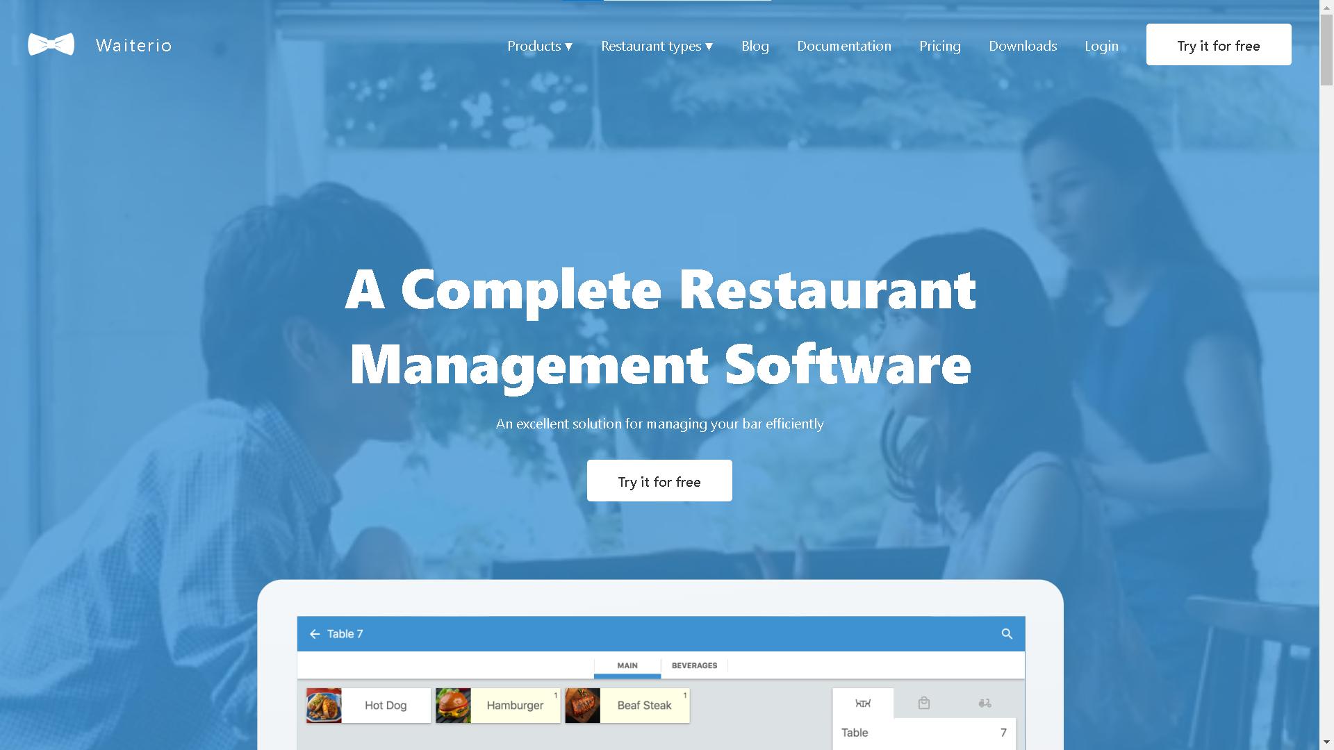 waiterio tablet pos main page